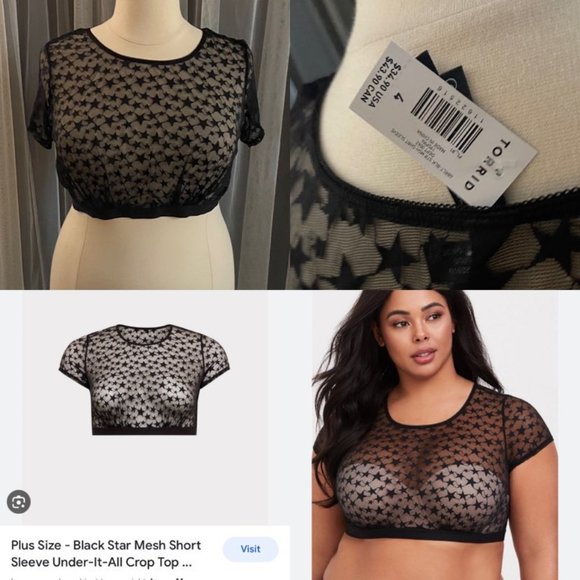Torrid Size 4 Star Mesh Crop top NWT - Picture 1 of 1